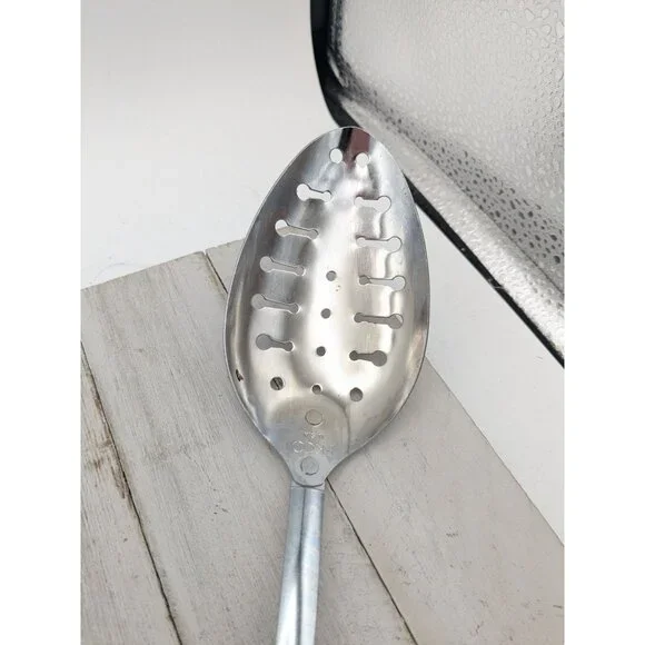 Vintage Ekco Slotted Serving Spoon Almond Handle 12" - Picture 2 of 8